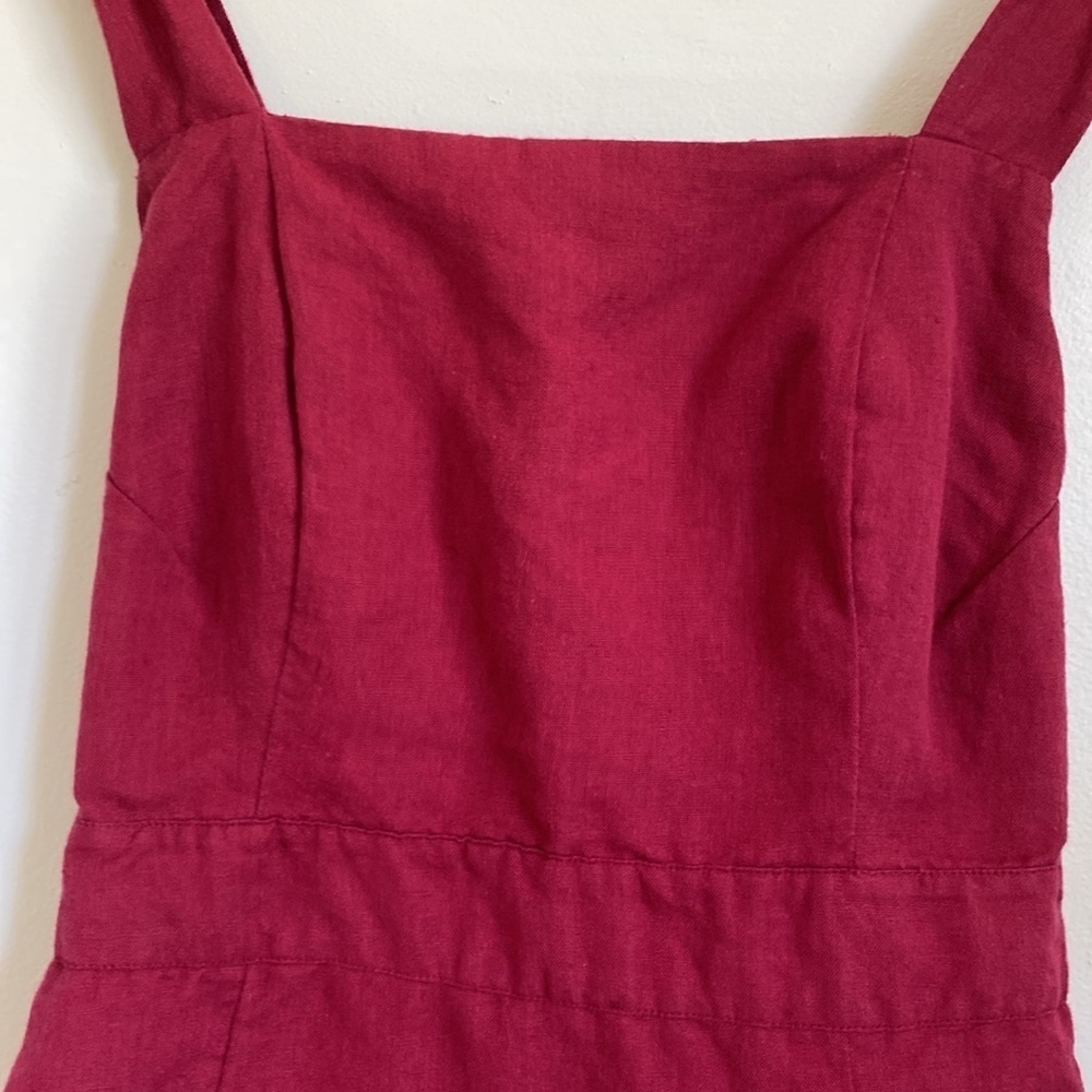 Urban Outfitters Linen Cotton Blend Open Back Dress Women’s Size Medium Maroon - Picture 3 of 10